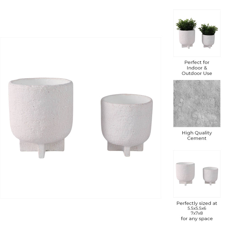 Cement Modern Footed Planters | 5.5in - 8in