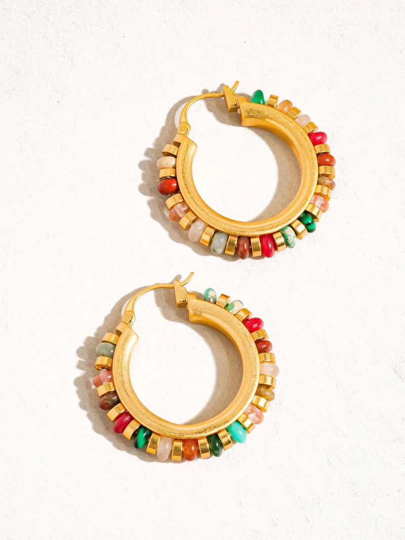 Capri | Gold Color Beaded Resort Hoop Earring