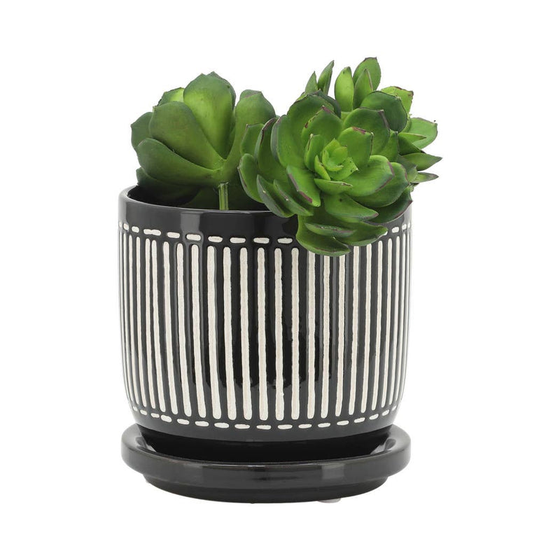 Ceramic Lines Saucer Planter | 4.5in-6in.