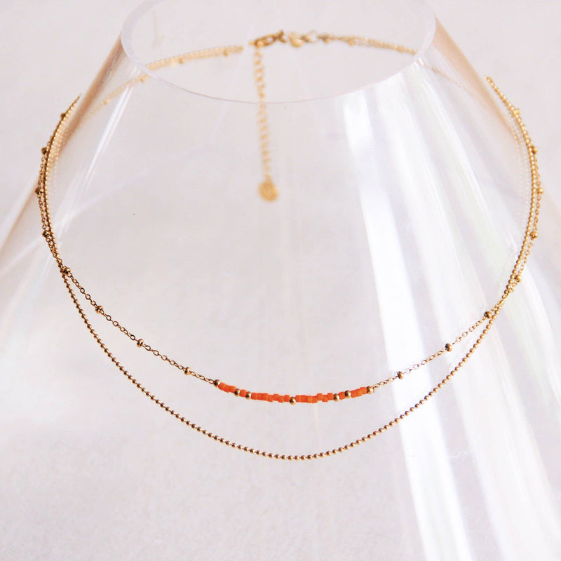 Double chain with miyuki - warm orange/gold