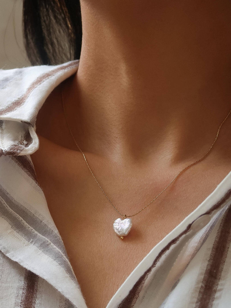 Heart Memoir | Freshwater Pearl Clover . Gold Non- Tarnish