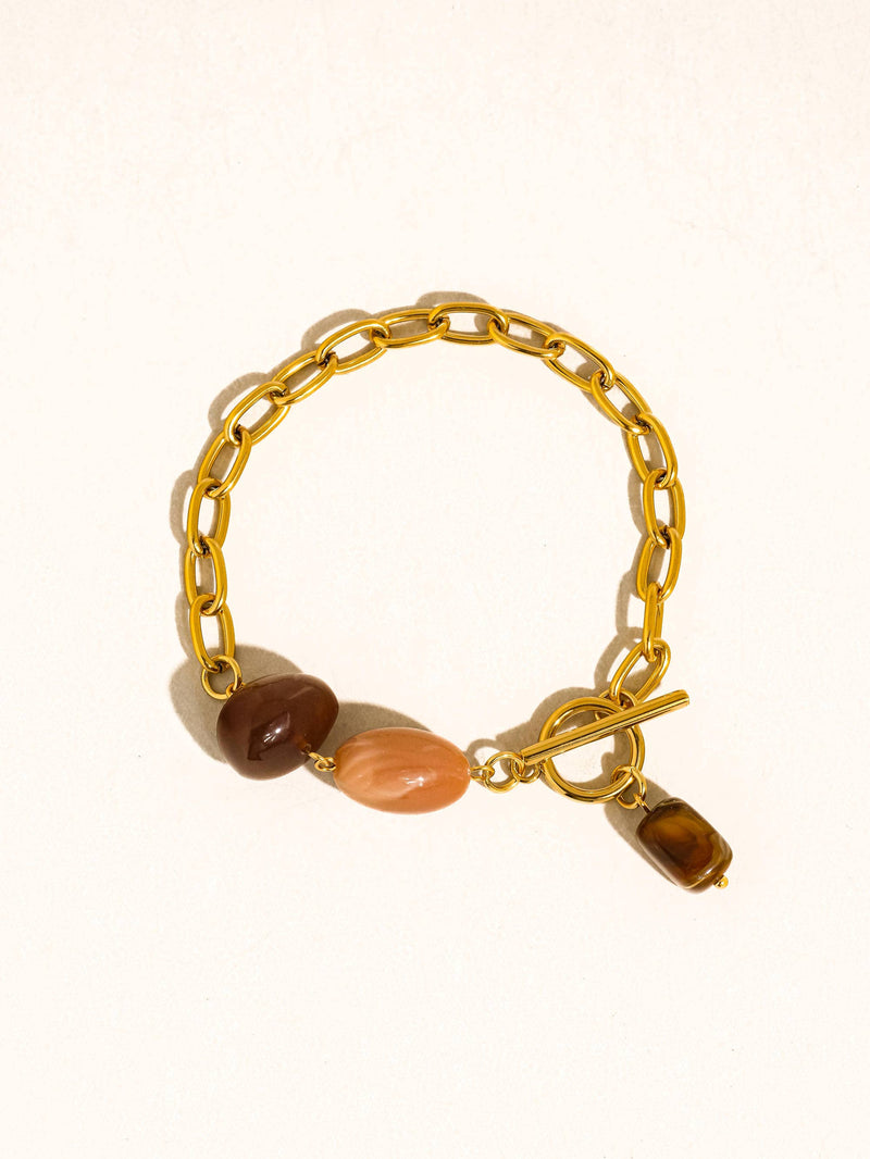 Kenlie | Gold Non-Tarnish Agate Charm Bracelet