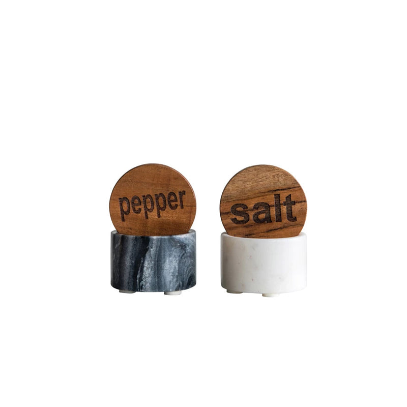 Salt and Pepper Container with Wood Lid Sets