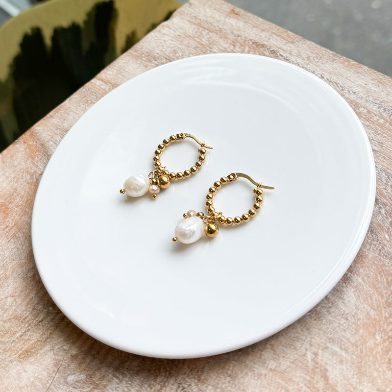 Creoles with Fresh Pearls Drop