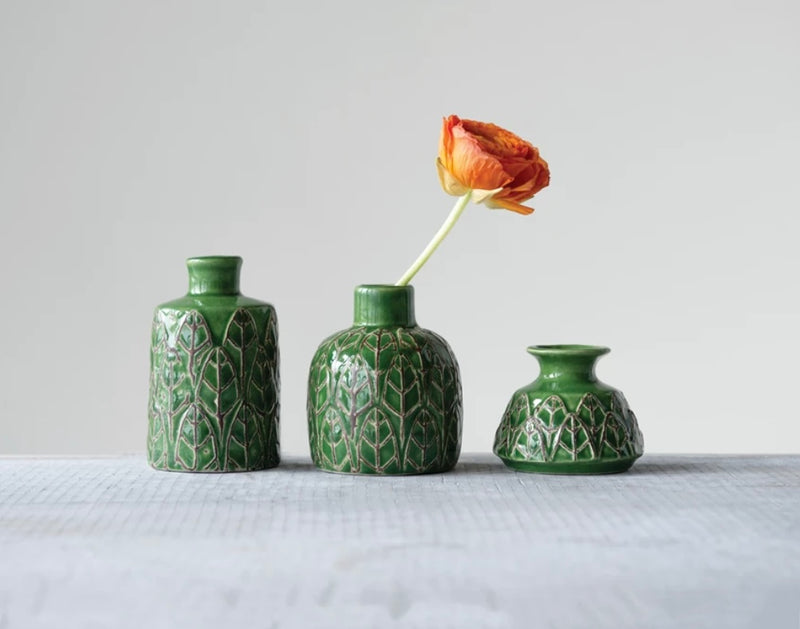 Embossed Stoneware Vases