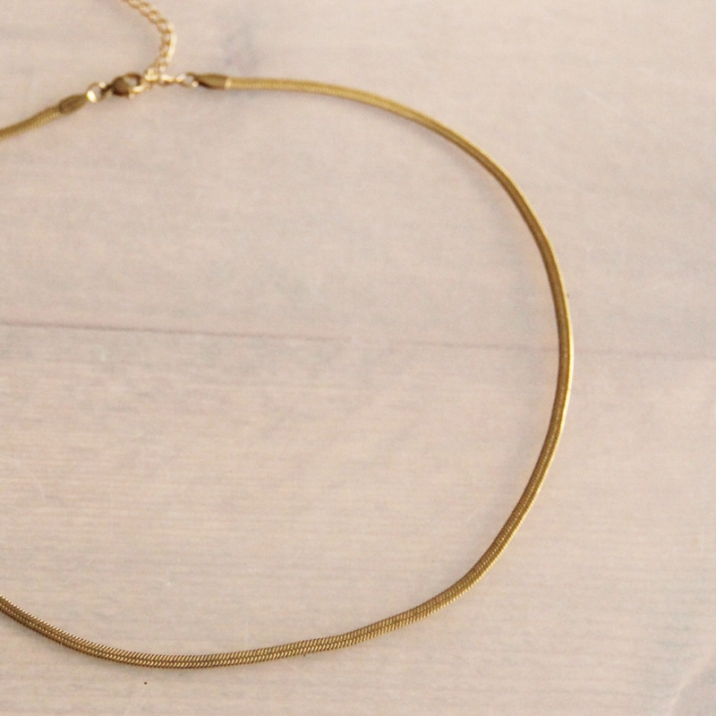 Flat snake chain 3mm - gold color