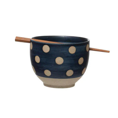 Stoneware Bowl with Chopsticks