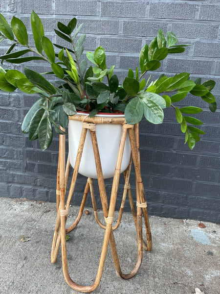 Metal Planter with Bamboo Stand