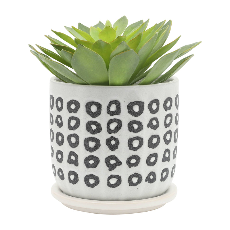 Ceramic Aztec Saucer Planters | 5in - 6in.