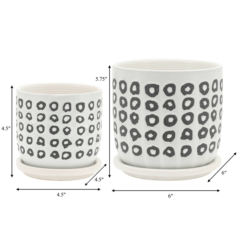 Ceramic Aztec Saucer Planters | 5in - 6in.