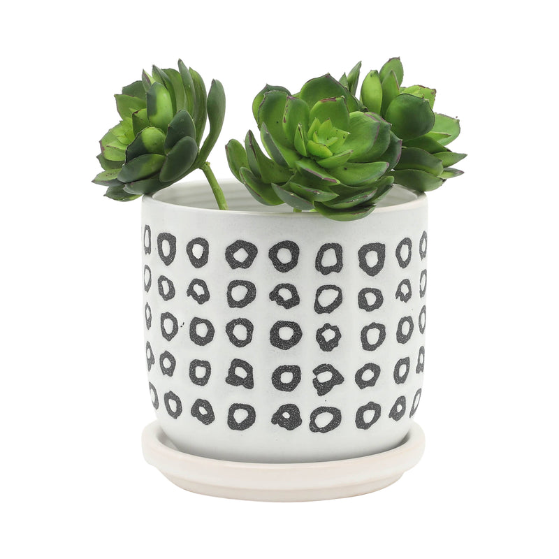 Ceramic Aztec Saucer Planters | 5in - 6in.