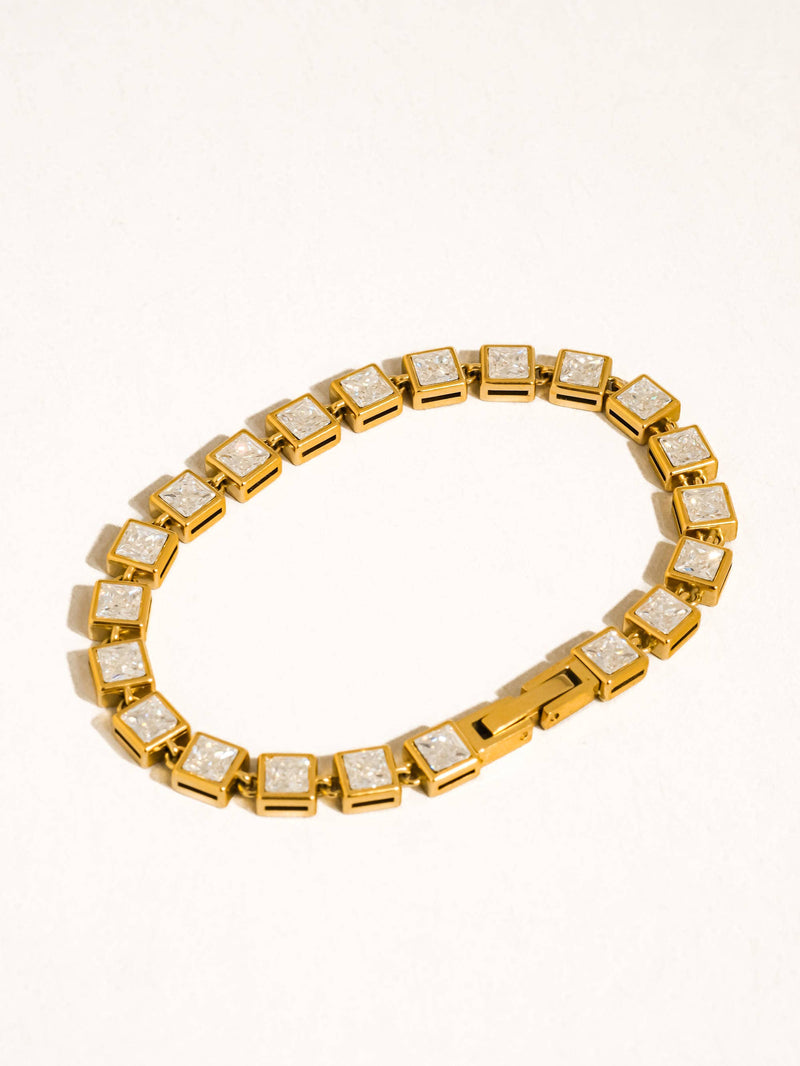 Midi | Gold Non-Tarnish Square CZ Glam Bracelet