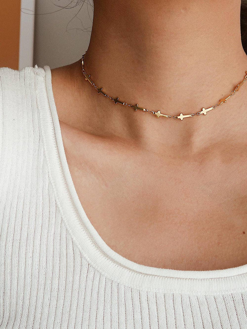 Dilara  | Cross Choker. Gold Non- Tarnish