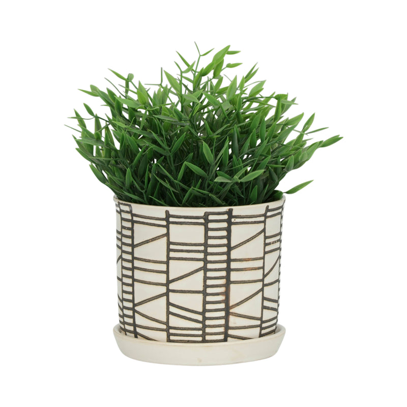 Ceramic Geometric Saucer Planters | 6in - 8in