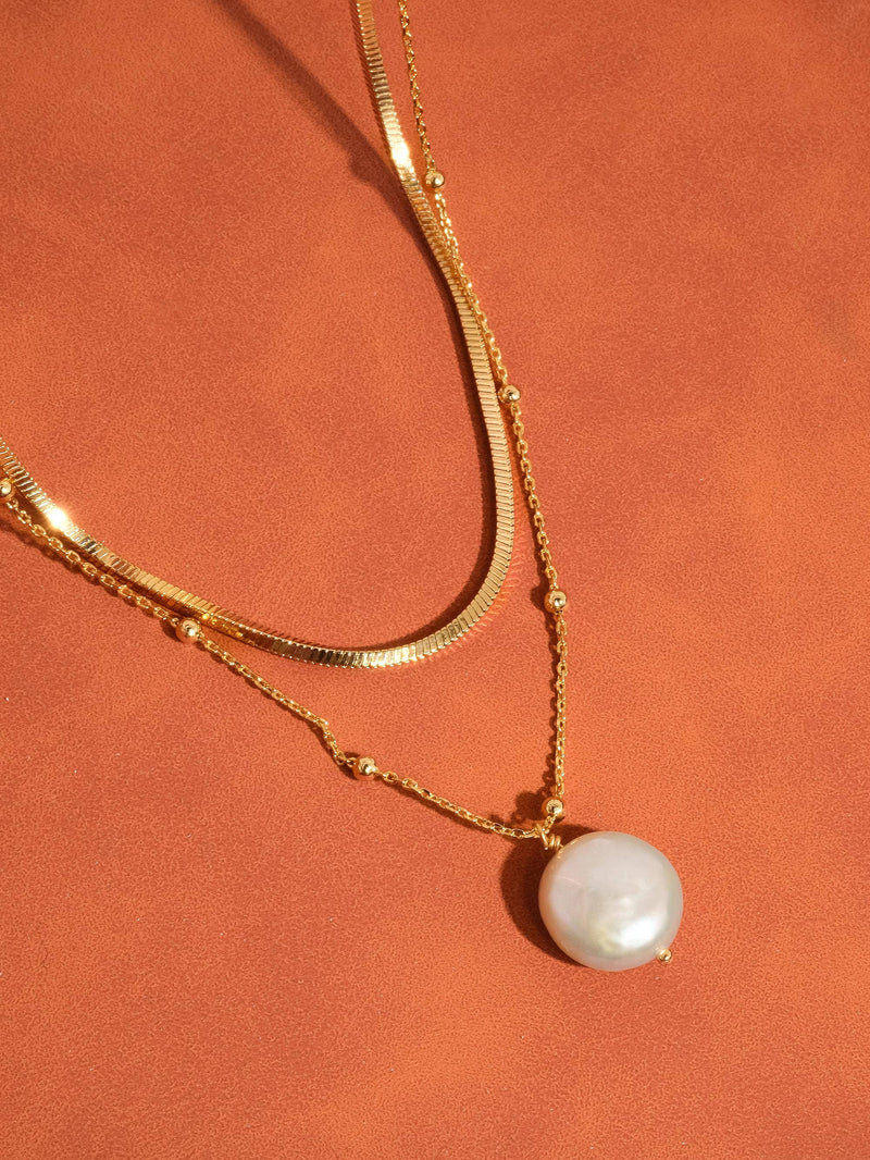 Bindi | Layered Pearl Chain Necklace . Non-Tarnish