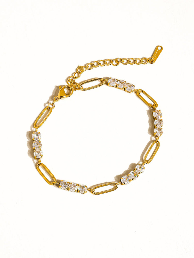 Basil | Gold Non-Tarnish Rhinestone Chain Bracelet