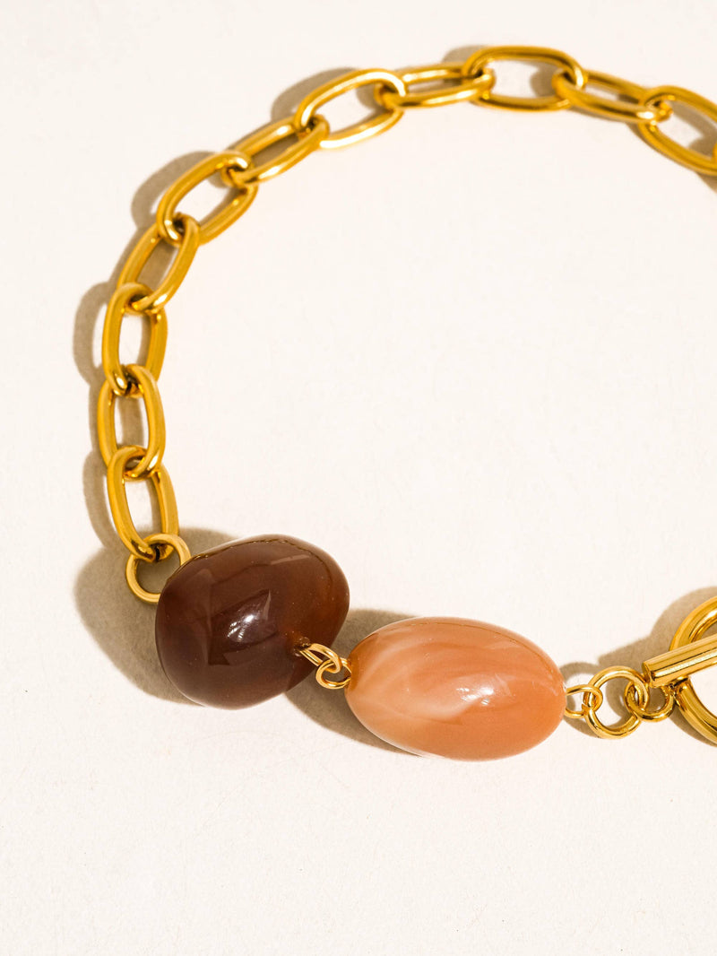 Kenlie | Gold Non-Tarnish Agate Charm Bracelet