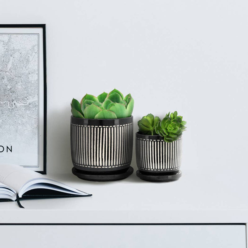 Ceramic Lines Saucer Planter | 4.5in-6in.