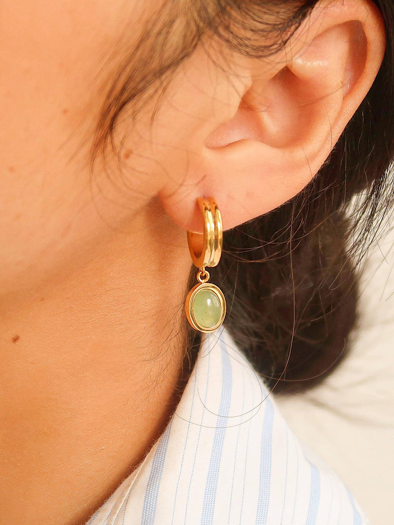 Whitnee | Dainty Round Stone Dangle Earring