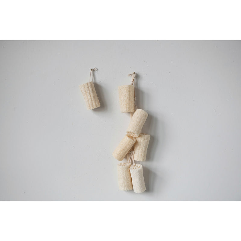 Loofa Brush with Cotton Rope Hanger, Natural