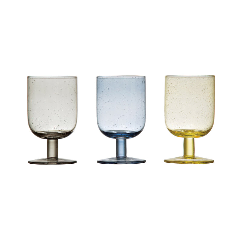 8 oz. Stemmed Bubble Wine Glass, 3 Colors