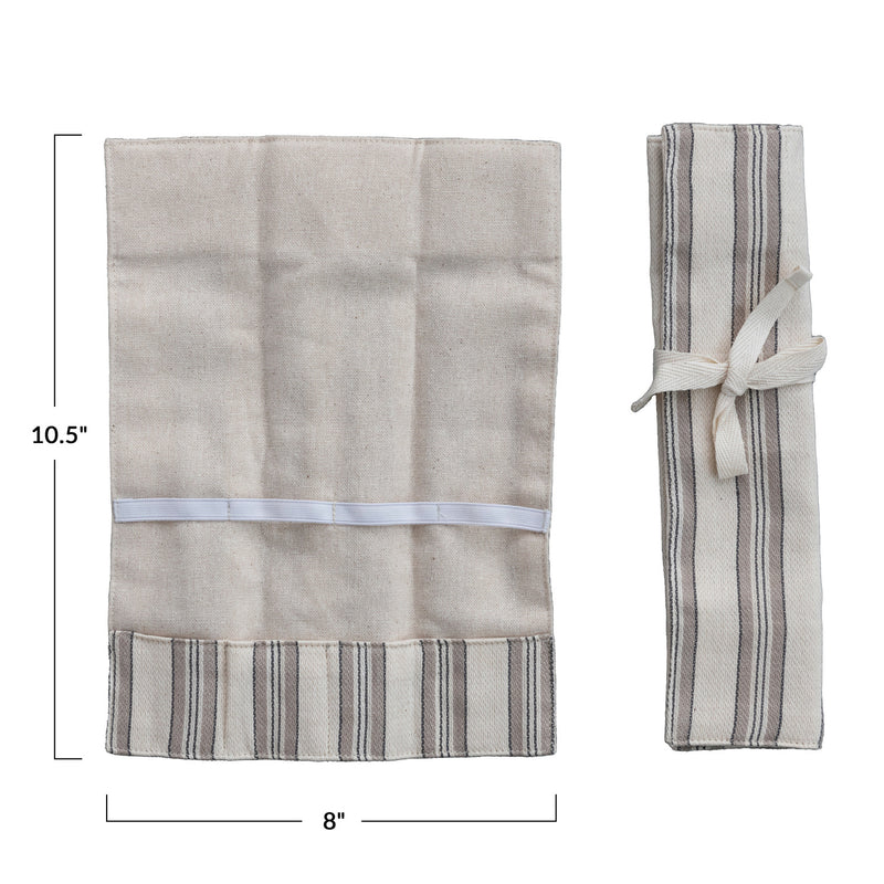 Woven Cotton Roll-up Cutlery Pouch & Tie