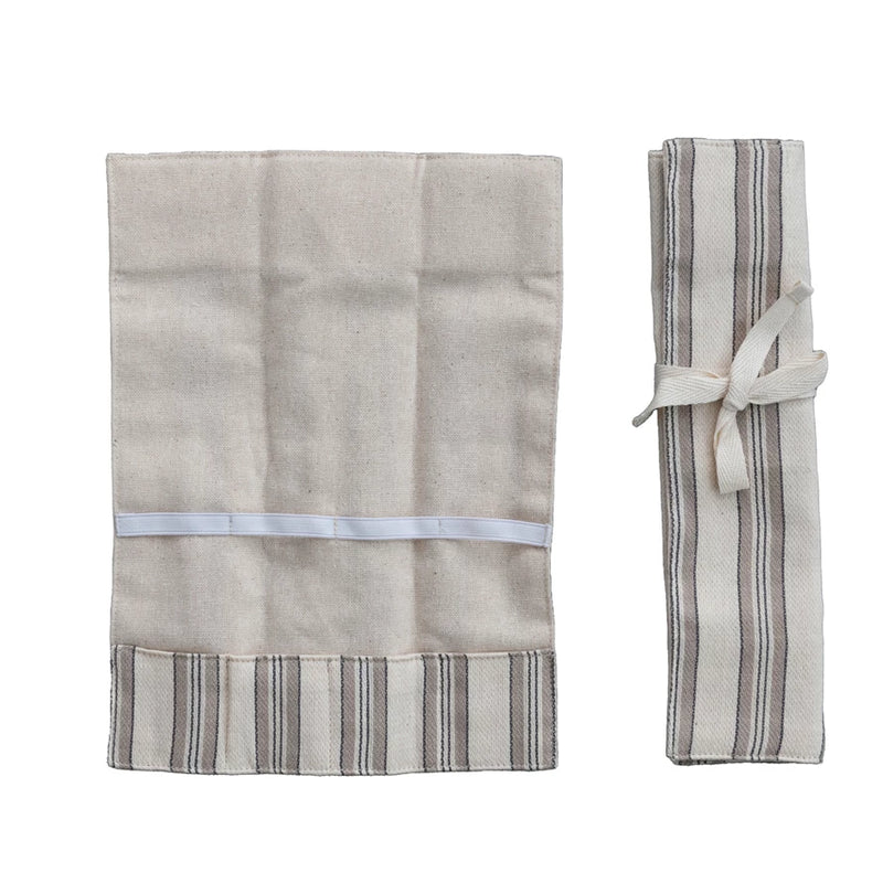 Woven Cotton Roll-up Cutlery Pouch & Tie