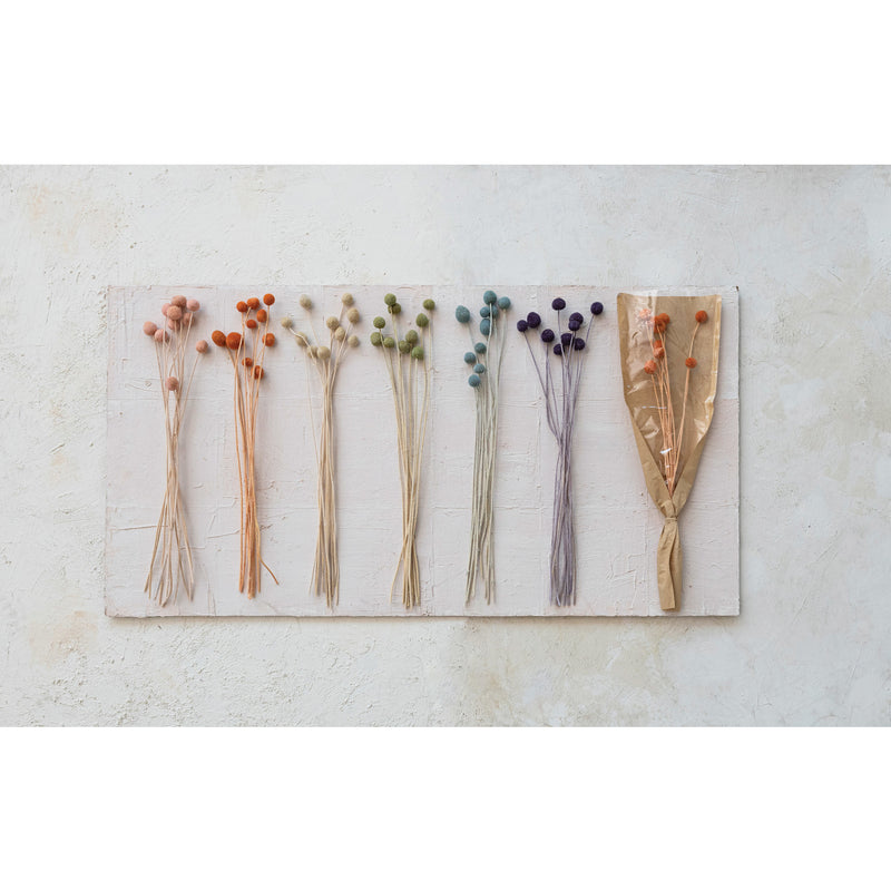 6 Color -20"H Dried Natural Craspedia Bunch