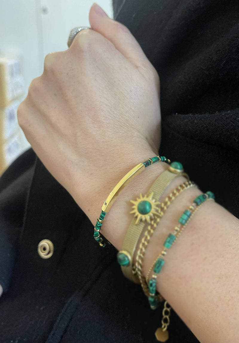 Lilian | Malachite Adjustable Chain . Gold Non-Tarnish