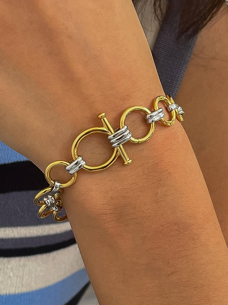 Céliane | Gold Non-Tarnish Two-Tone Link Bracelet
