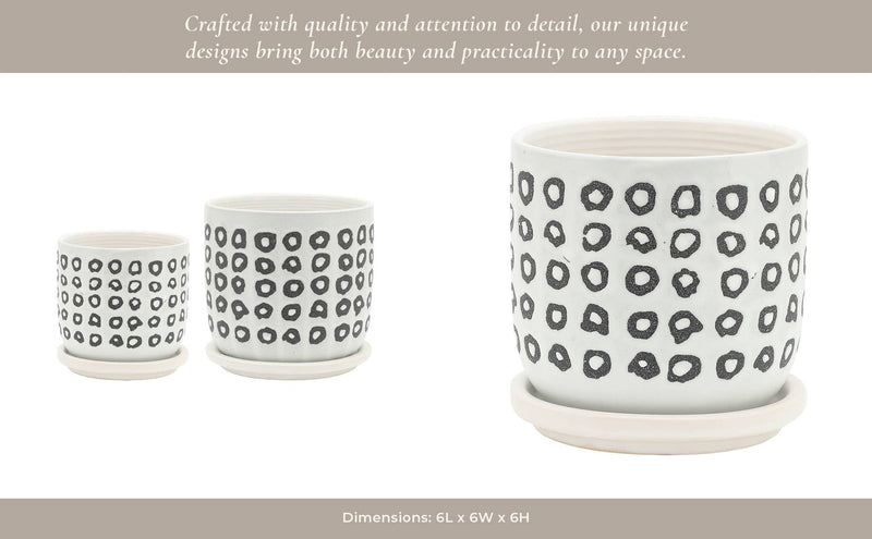 Ceramic Aztec Saucer Planters | 5in - 6in.