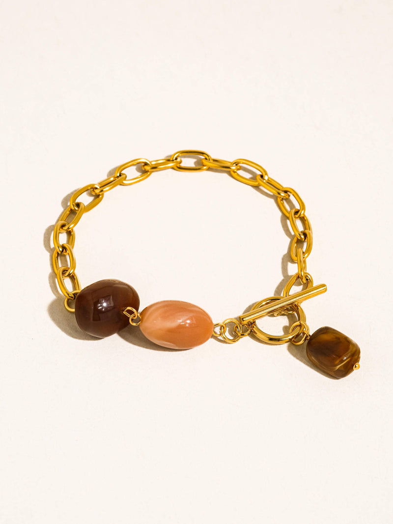 Kenlie | Gold Non-Tarnish Agate Charm Bracelet