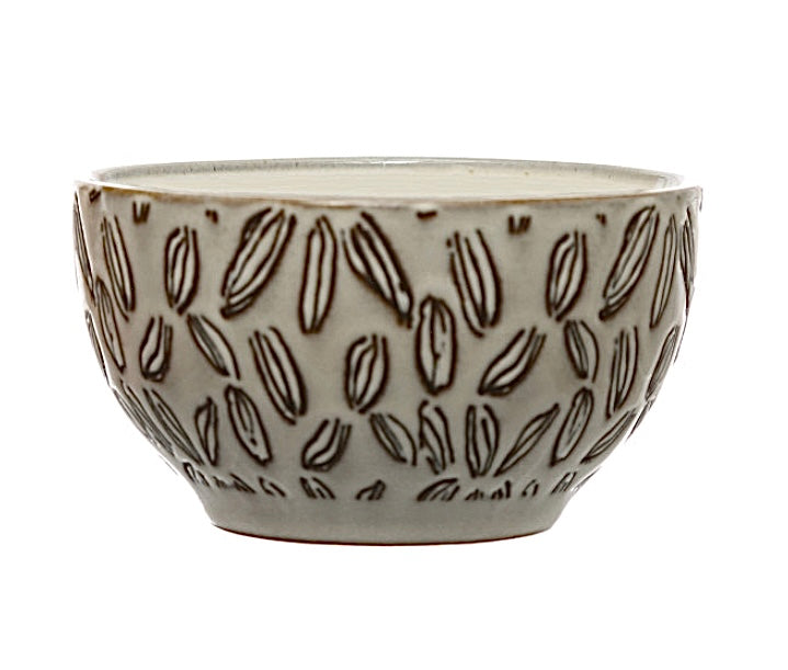 Stoneware Bowl w/ Wax Relief Pattern, 4 Styles