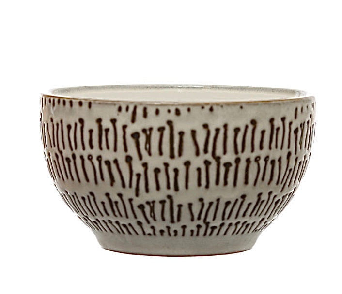 Stoneware Bowl w/ Wax Relief Pattern, 4 Styles