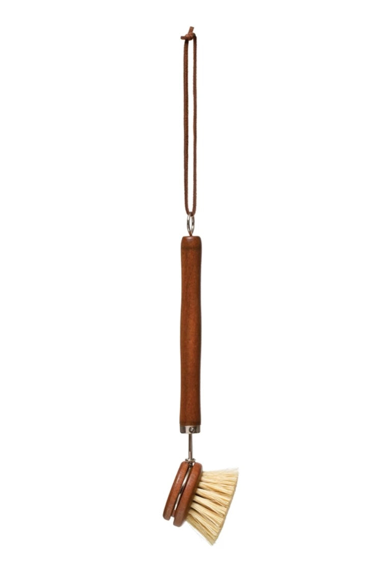 Beech Wood Brush with Leather Tie (For Washing Dishes)