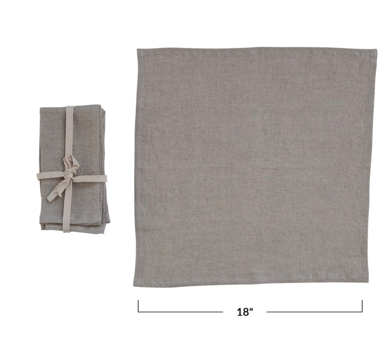 18" Square Stonewashed Linen Napkins, Set of 4