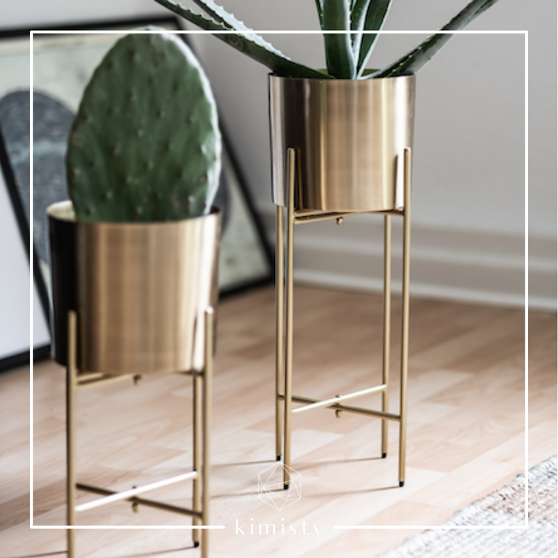 Gold Metal Planters with Stand