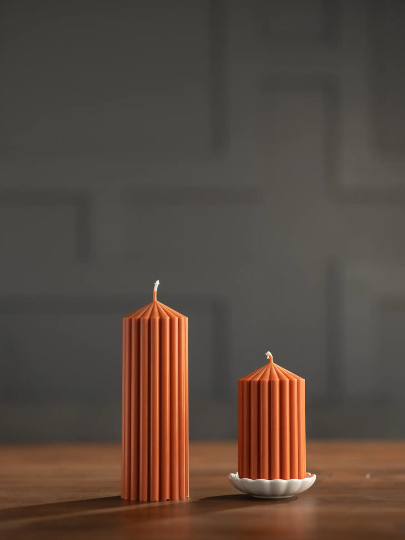 Ribbed Pillar Candles | Soy Wax