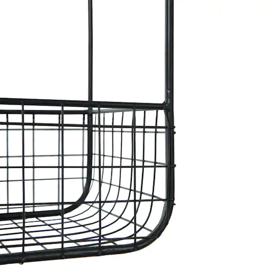Wooden Wall Shelves with Metal Baskets