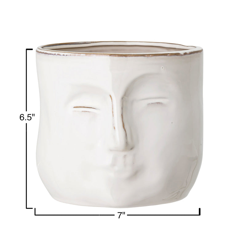 Stoneware Planter with Face