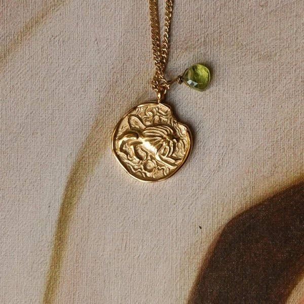 Astrology Necklace Leo with Natural Stone Medal