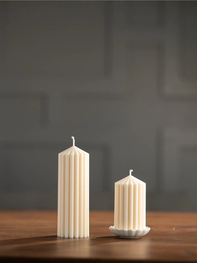 Ribbed Pillar Candles | Soy Wax