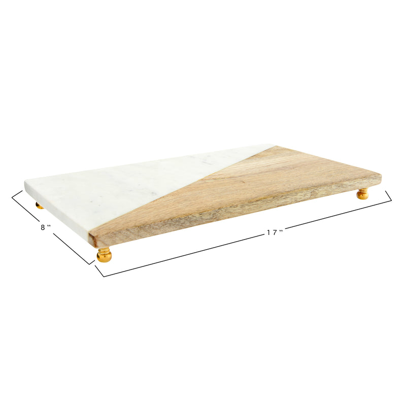 Cutting Board/Serving Tray with Brass Feet