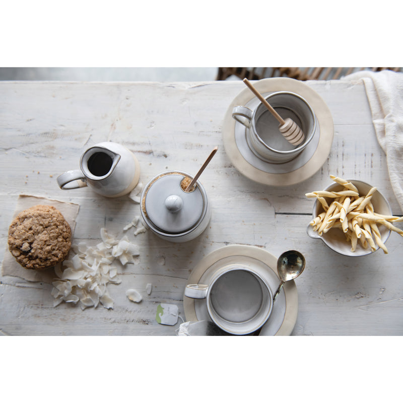 Sugar Pot with Lid and Wood Spoon