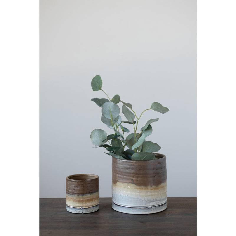 Stoneware Planters with Glaze