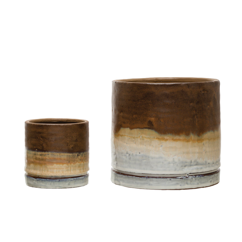 Stoneware Planters with Glaze