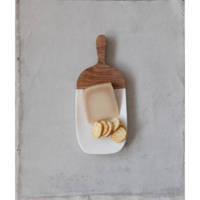 Marble Cutting Board with Wood Handle