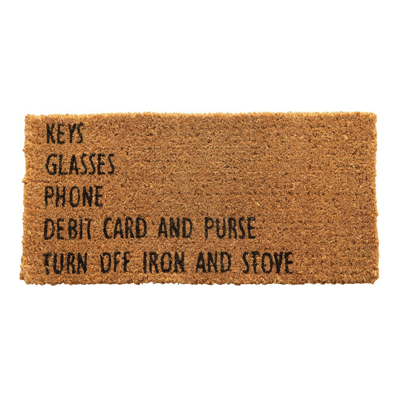 Key, Glass, Phone - Natural Coir Doormat