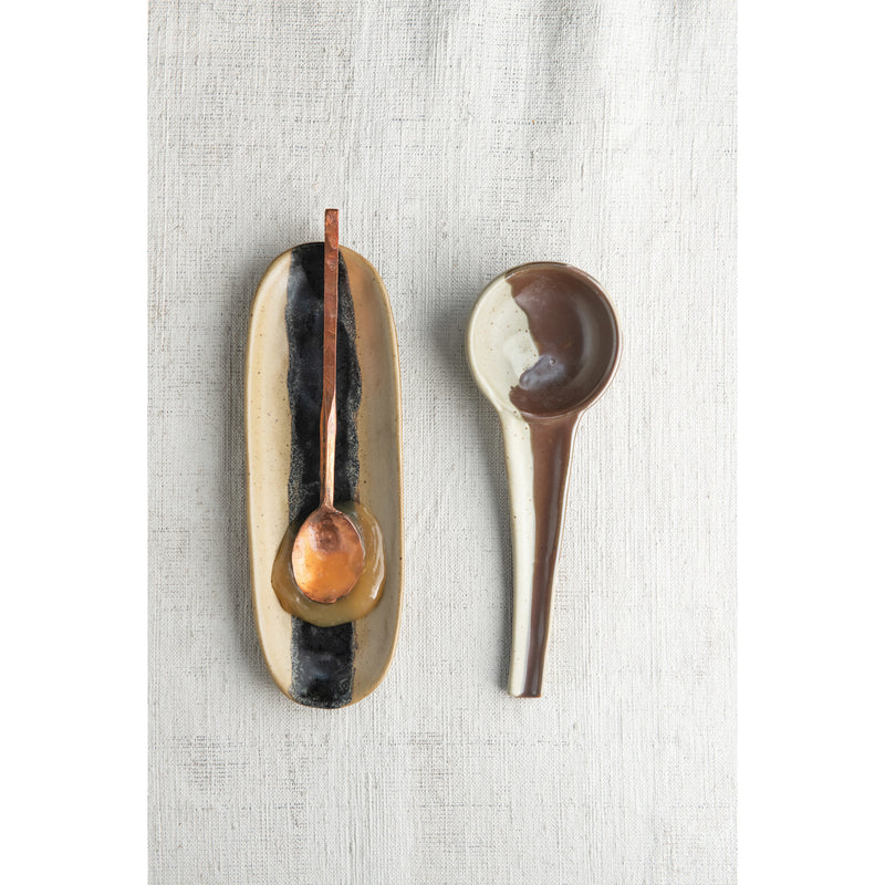 Oval Stoneware Dish with Reactive Glaze