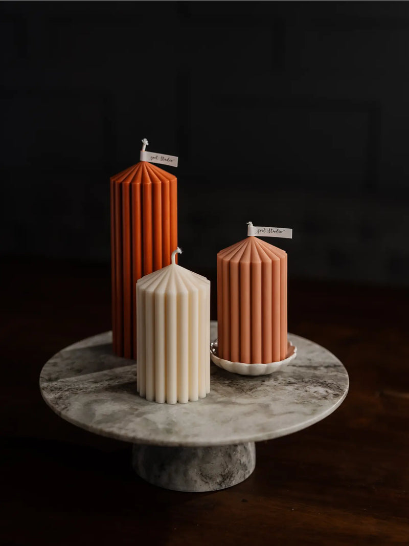 Ribbed Pillar Candles | Soy Wax